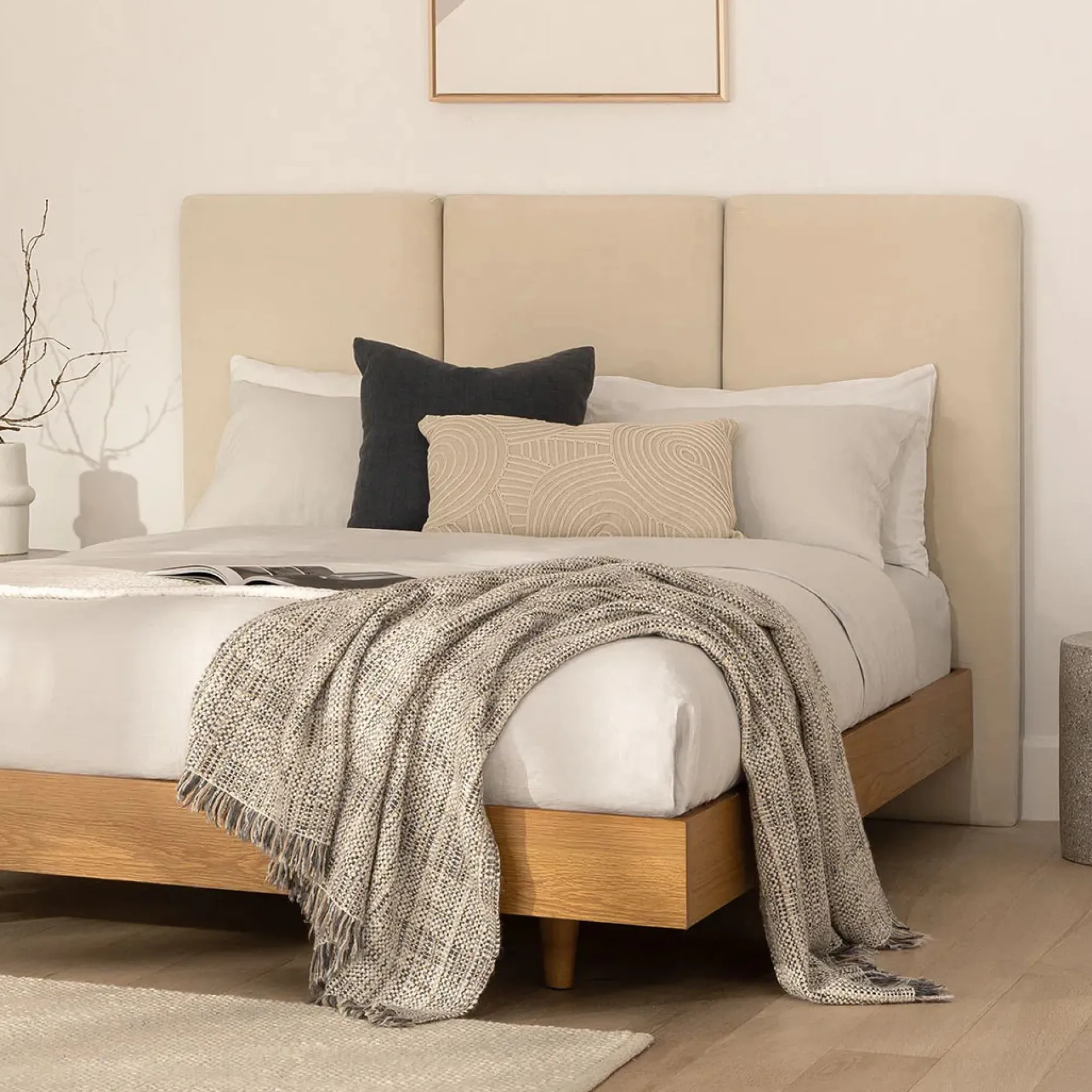 Noel Queen Velvet Headboard - Plush Pacific Taupe