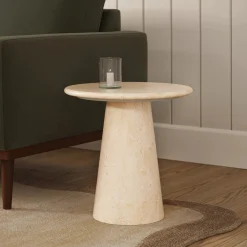 Noemi Travertine Side Table