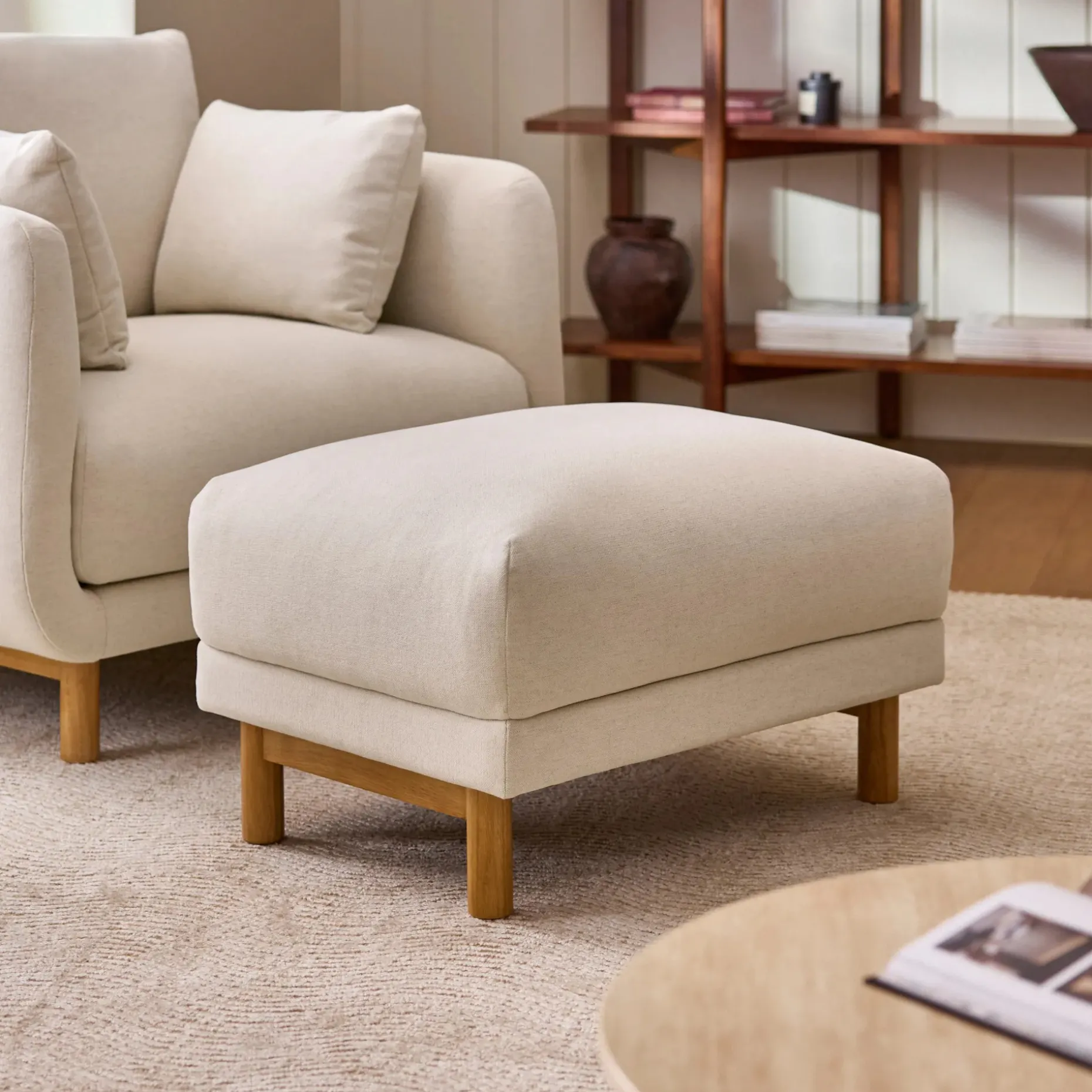 Nora 32" Ottoman - Savoy Ivory