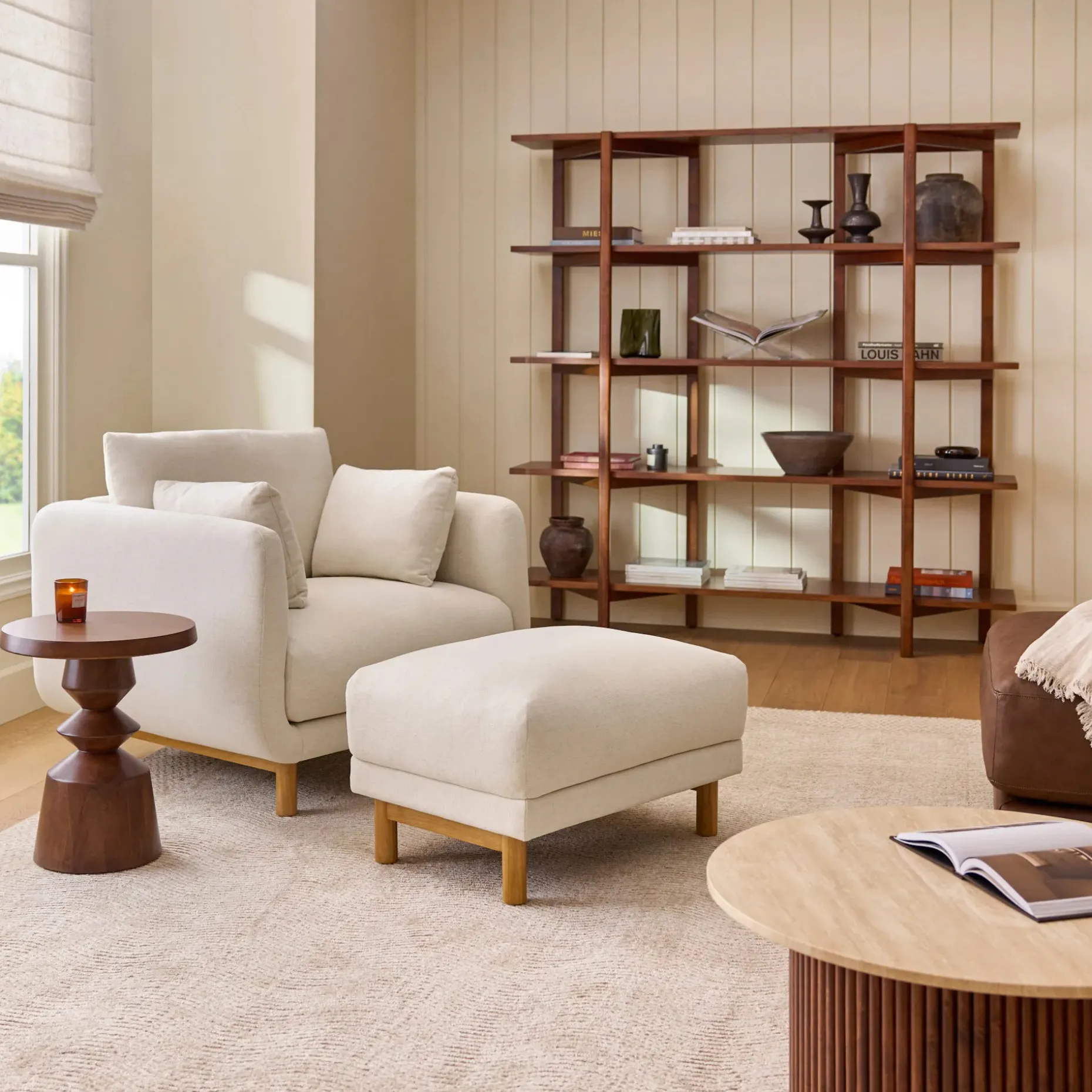 Nora 32" Ottoman - Savoy Ivory