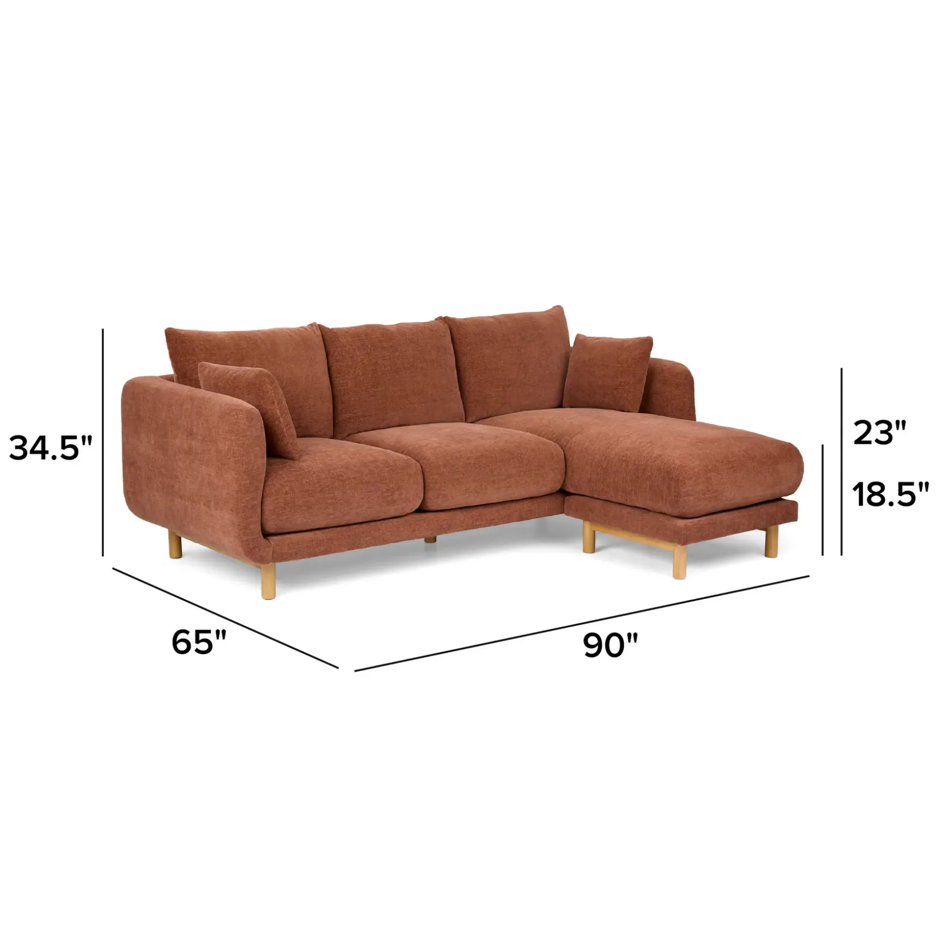 Nora 90" Reversible Sectional - Hestia Caramel