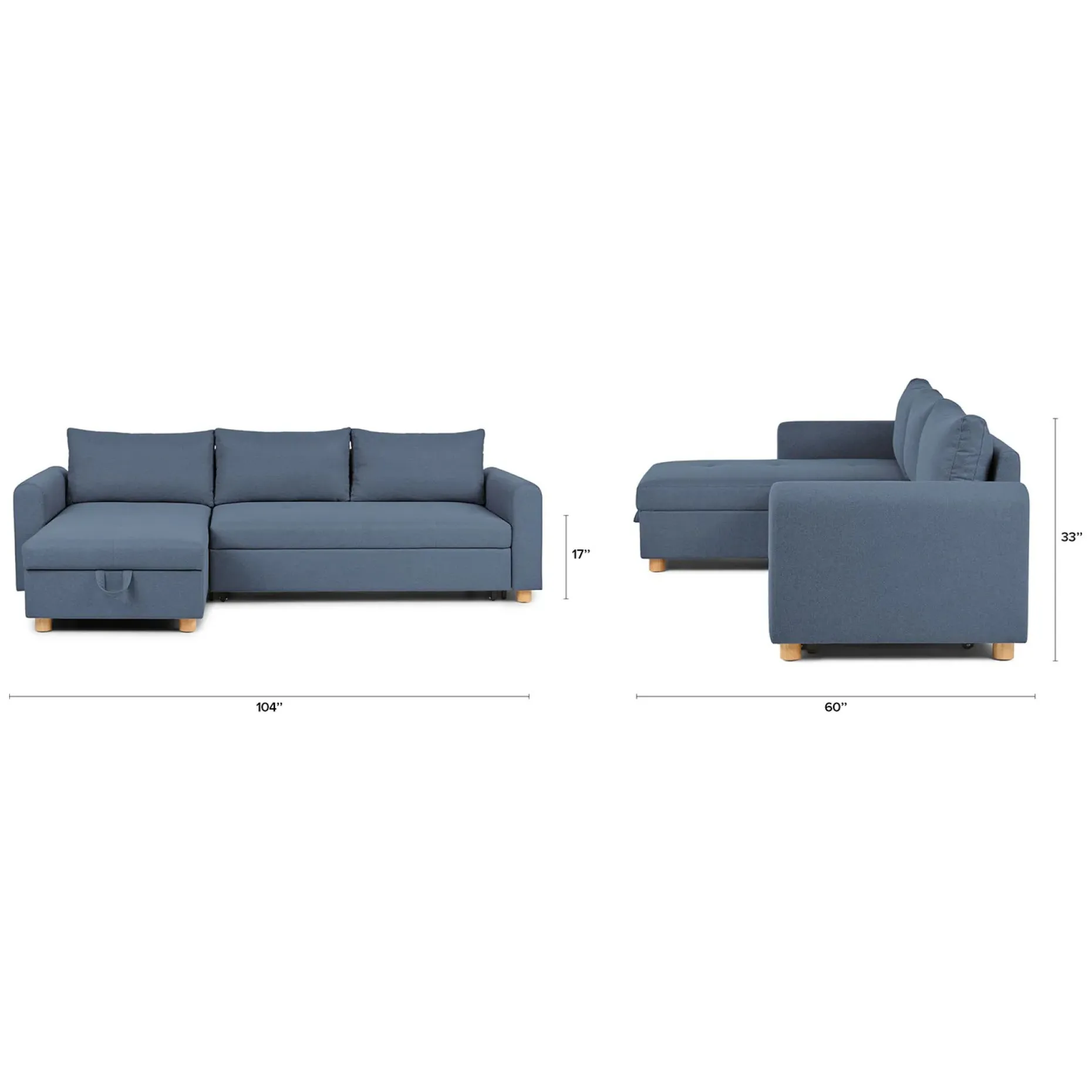 Nordby 104" Reversible Sleeper Sectional - Lull Blue