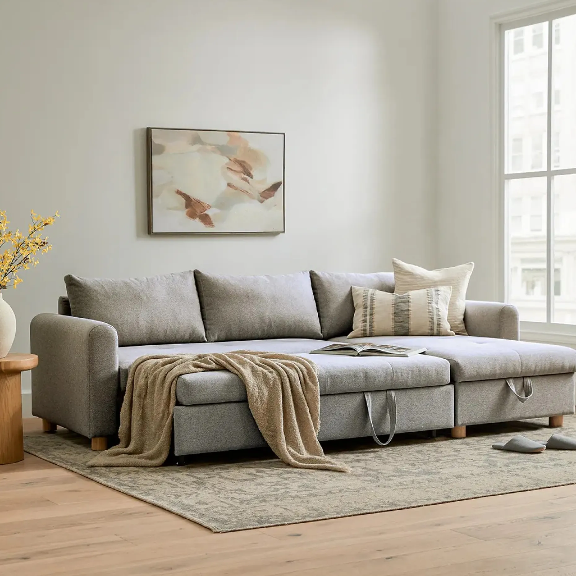Nordby 104" Reversible Sleeper Sectional - Pep Gray