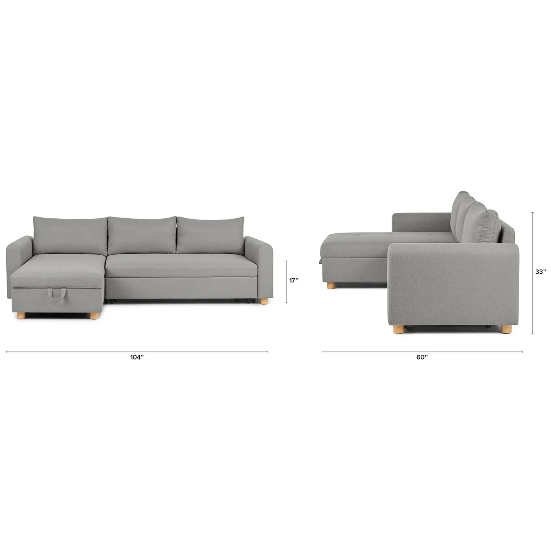 Nordby 104" Reversible Sleeper Sectional - Pep Gray