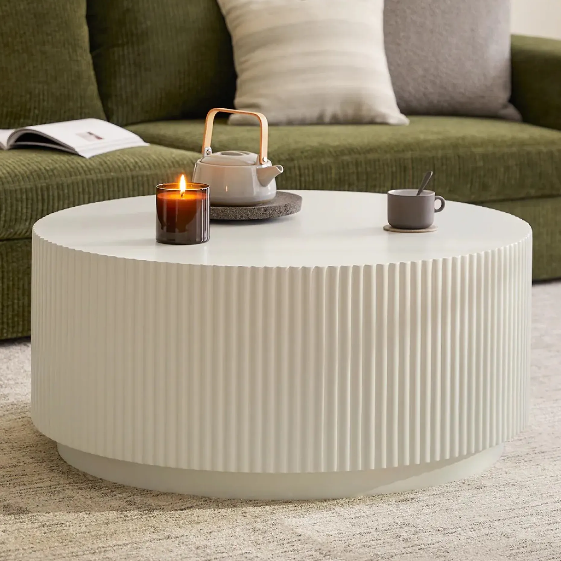 Nordens 35.5" Concrete Coffee Table - Soft White