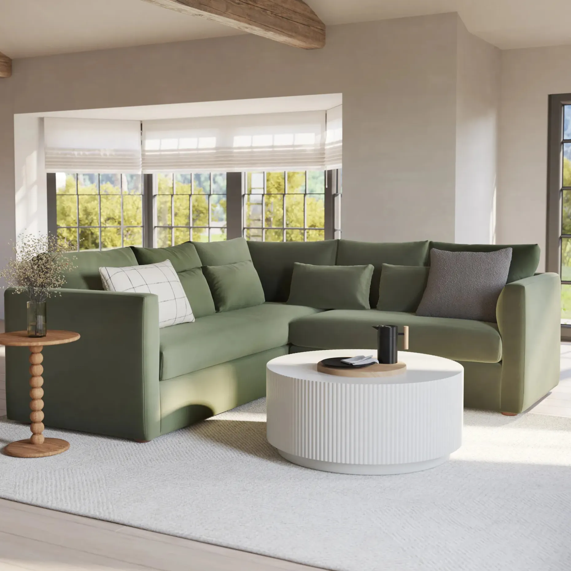 Nordens 35.5" Concrete Coffee Table - Soft White