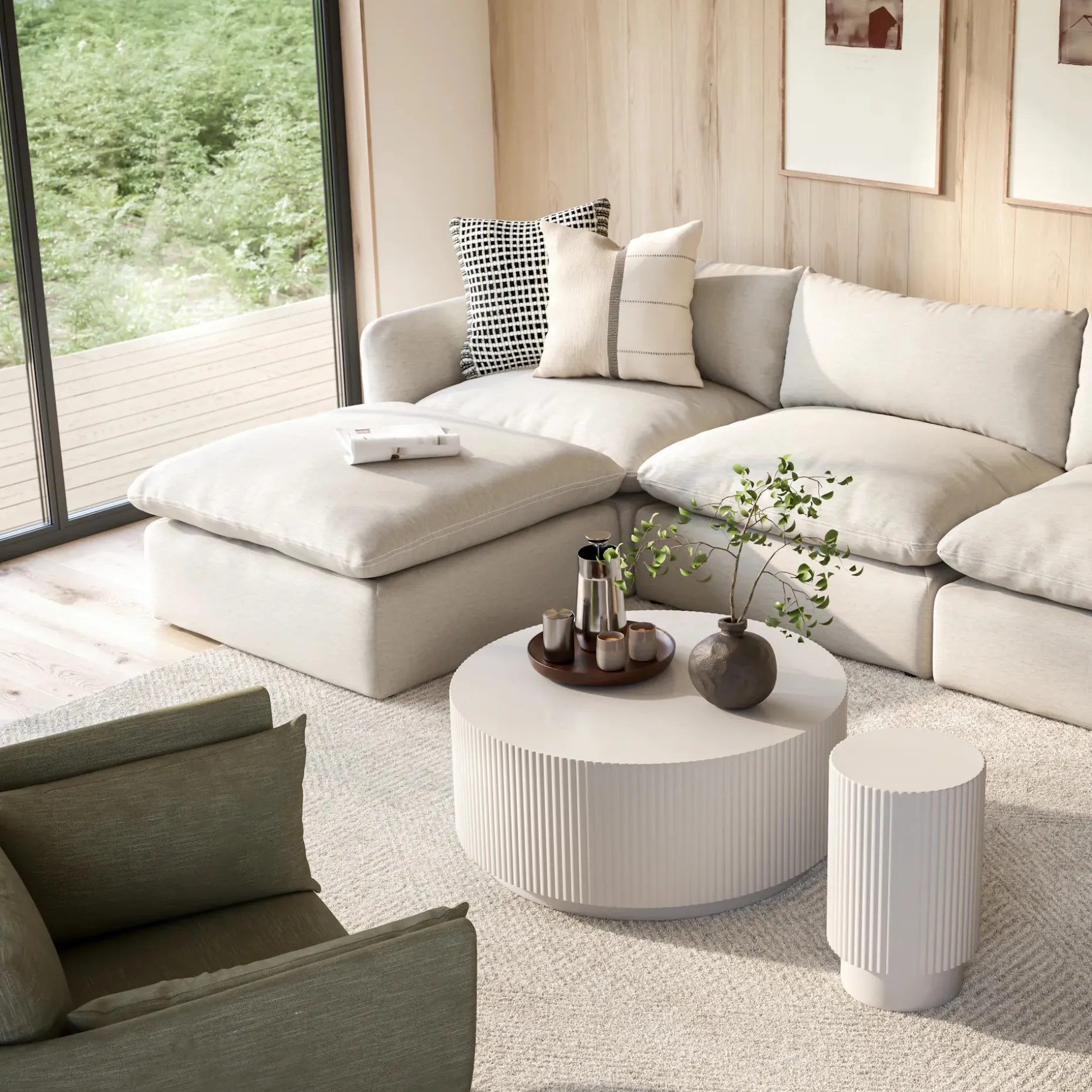 Nordens 35.5" Concrete Coffee Table - Soft White