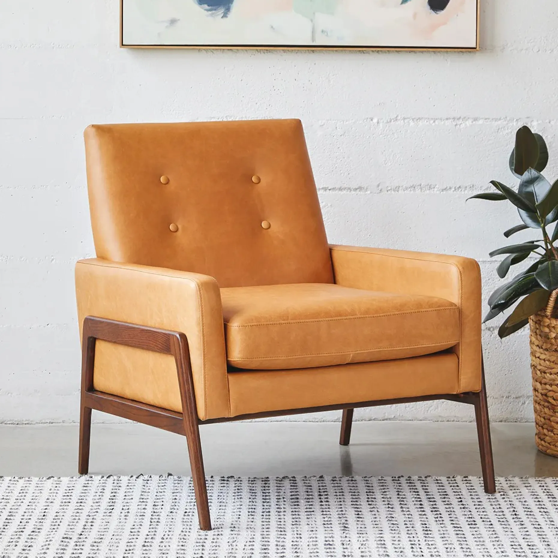 Nord 29" Leather Lounge Chair - Charme Tan