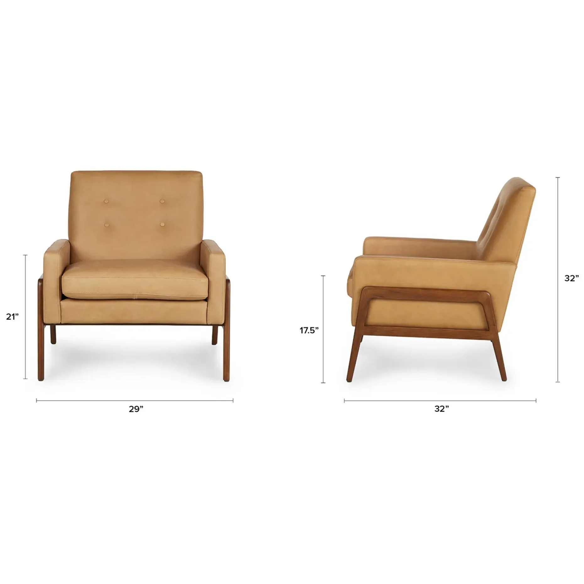 Nord 29" Leather Lounge Chair - Charme Tan