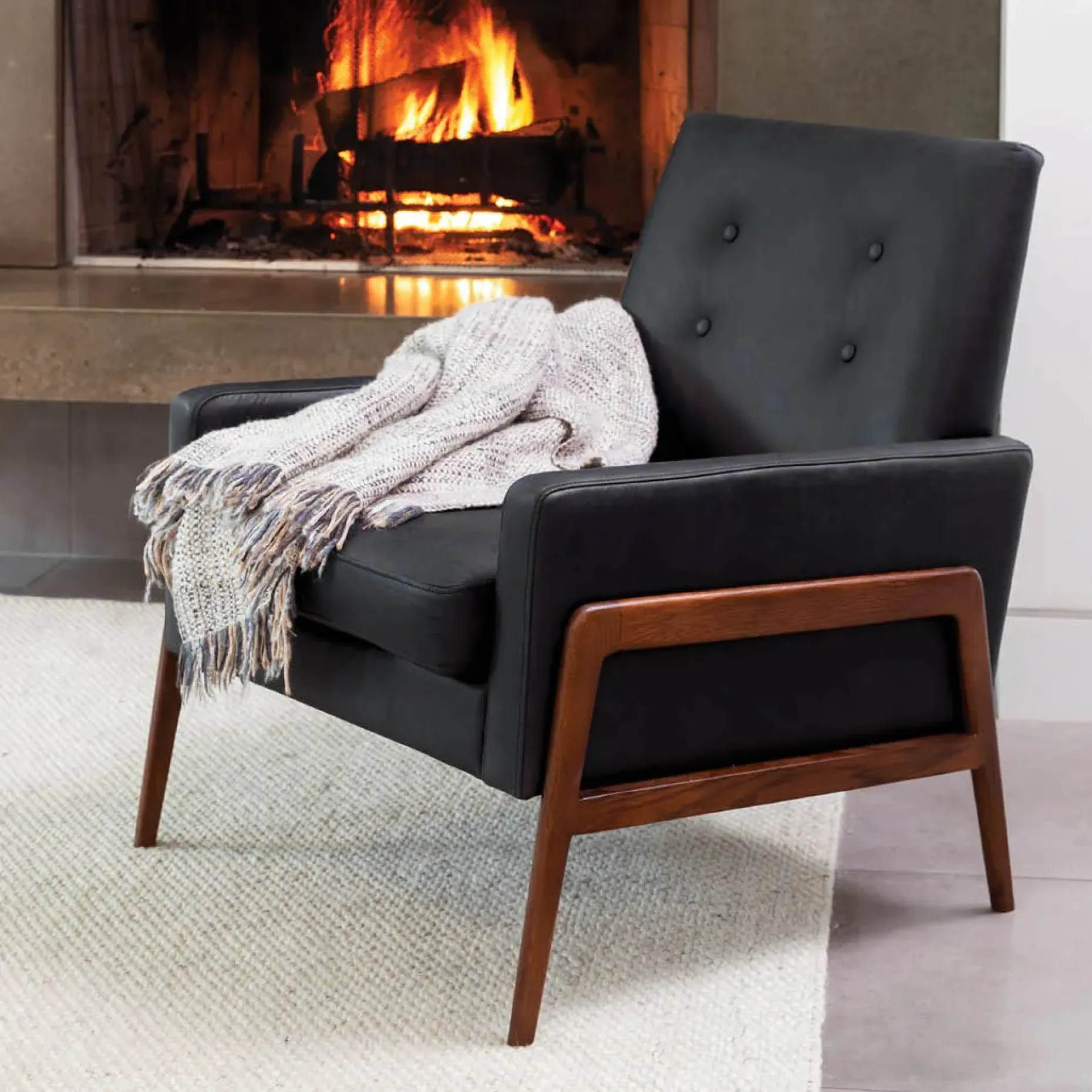 Nord 29" Leather Lounge Chair - Charme Black