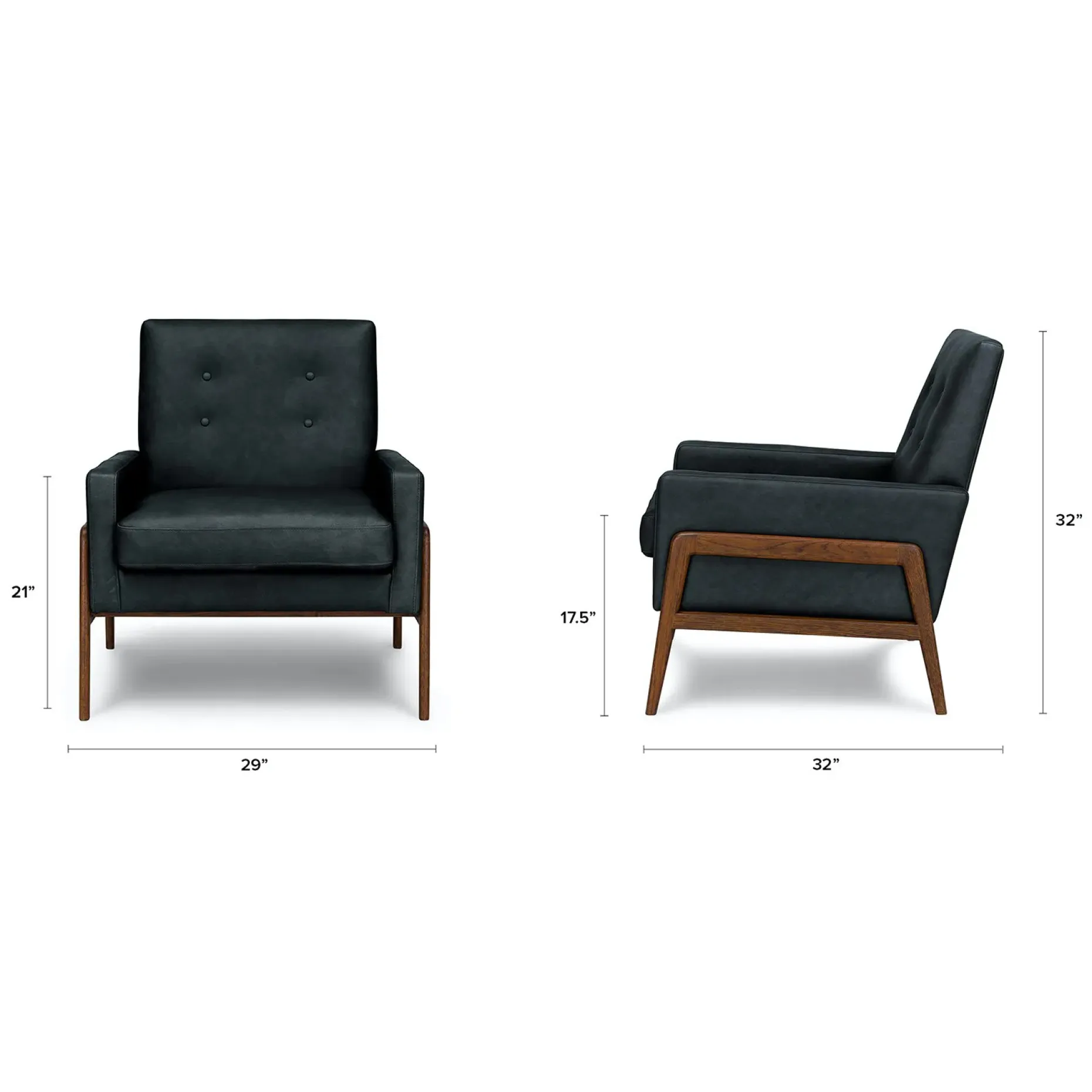 Nord 29" Leather Lounge Chair - Charme Black