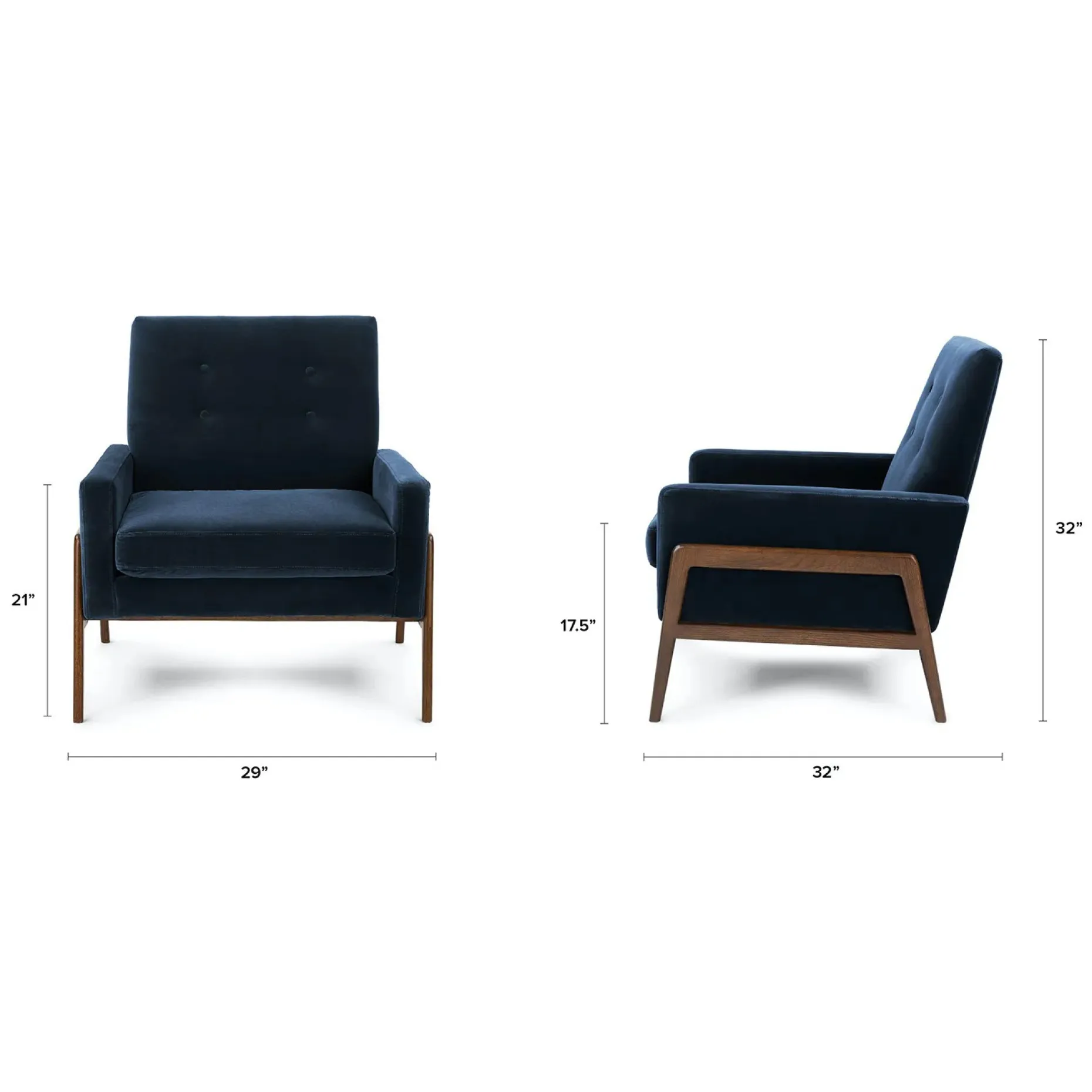 Nord 29" Velvet Lounge Chair - Cascadia Blue