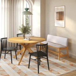 Nosh 51.5" Bench - Oak and Ratine Ivory