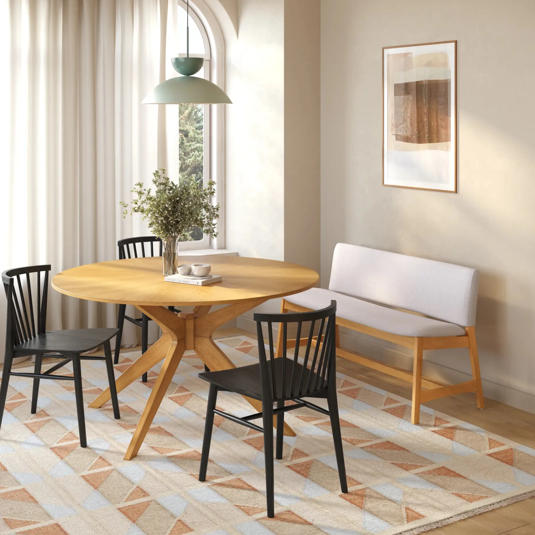 Nosh 51.5" Bench - Oak and Ratine Ivory