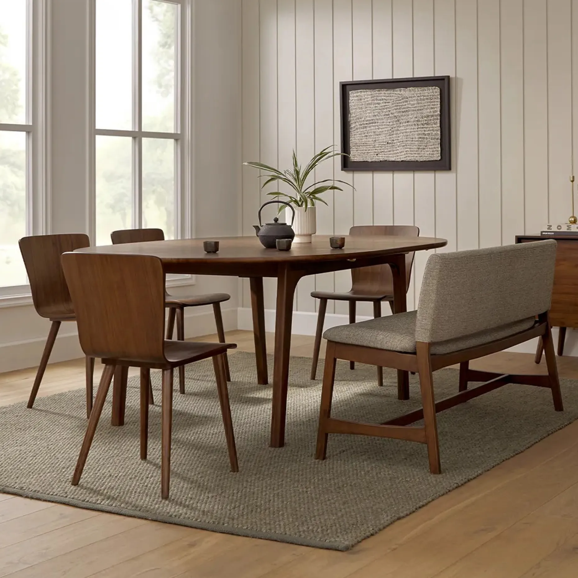 Nosh 51.5" Bench - Walnut and Quarry Gray