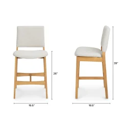Nosh Counter Stool - Oak and Ratine Ivory
