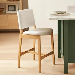 Nosh Counter Stool - Oak and Ratine Ivory