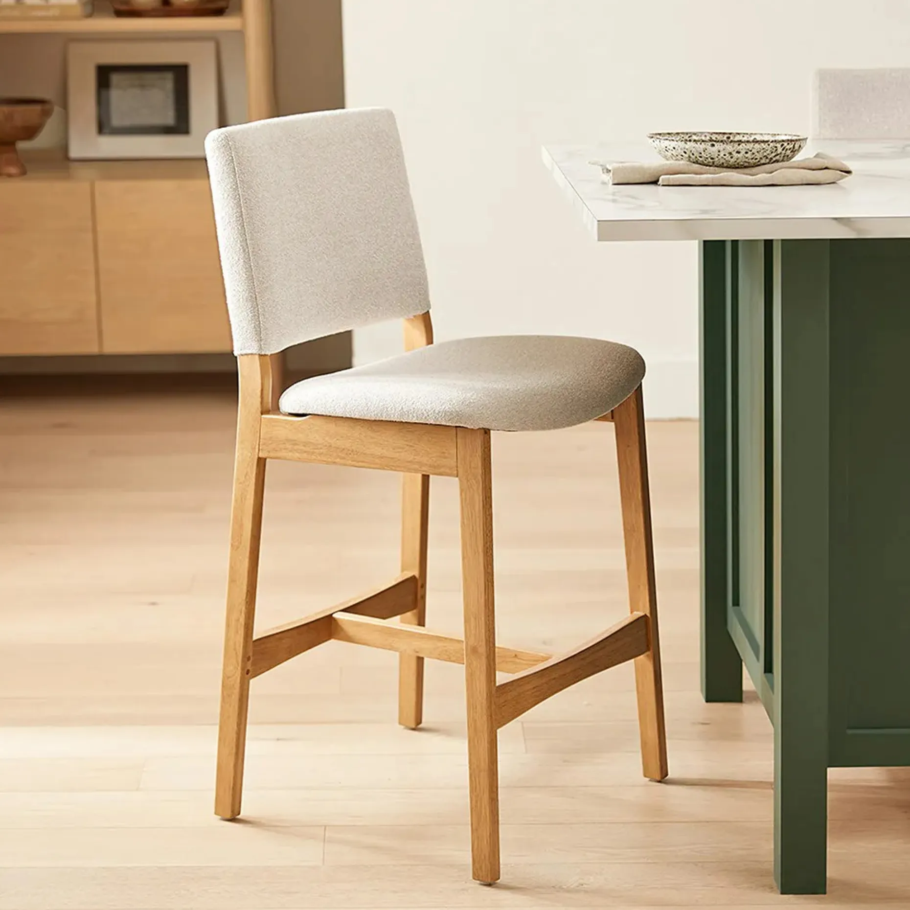 Nosh Counter Stool - Oak and Ratine Ivory