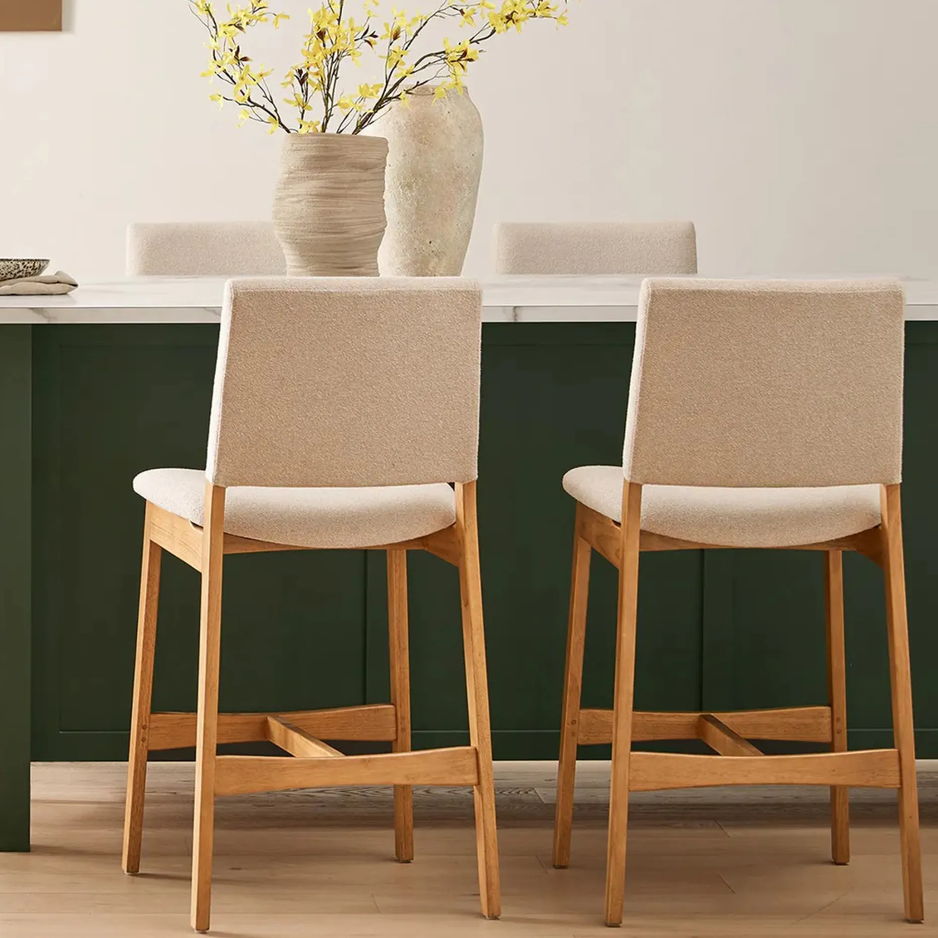 Nosh Counter Stool - Oak and Ratine Ivory