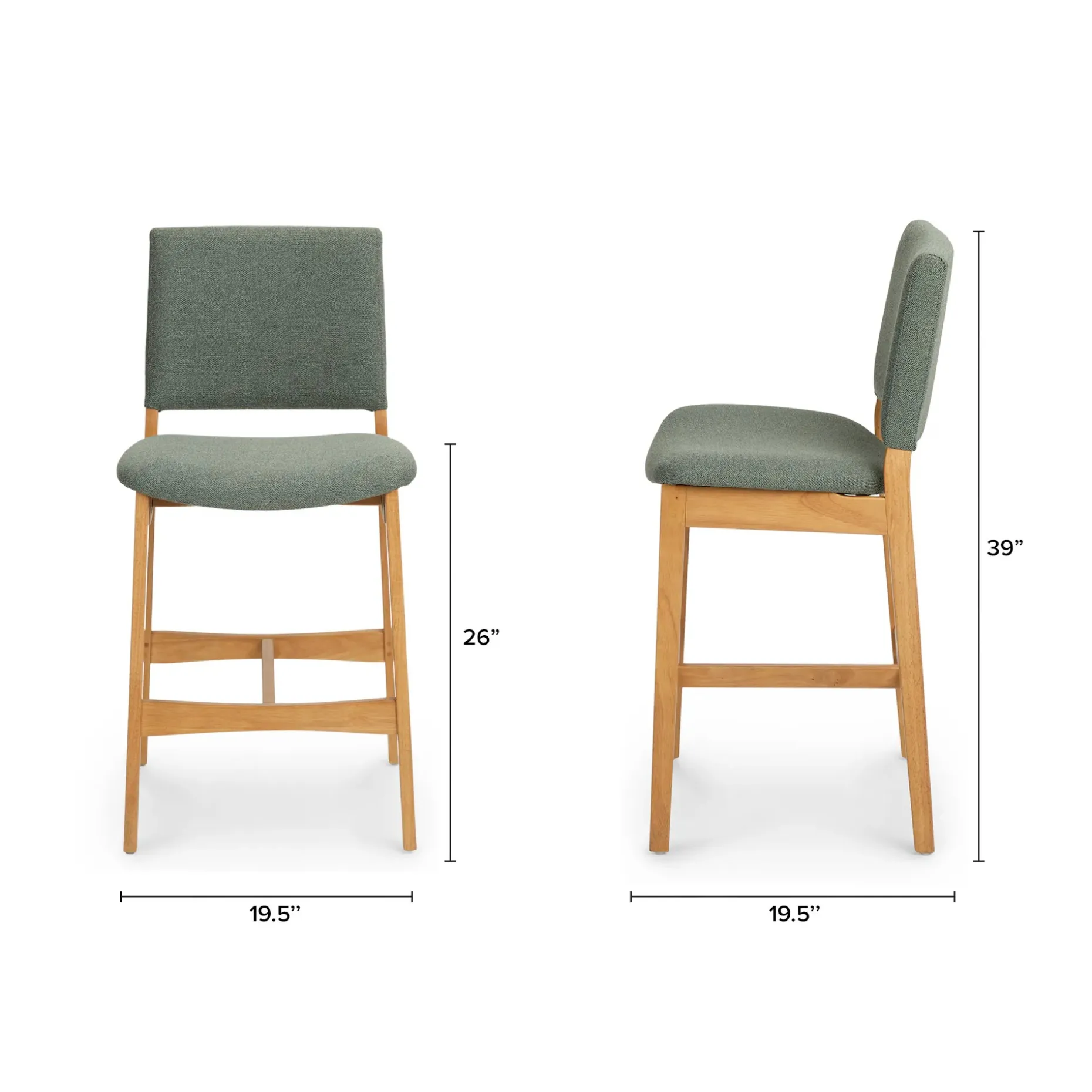 Nosh Counter Stool - Oak and Ratine Green