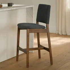 Nosh Counter Stool - Walnut and Denim Blue