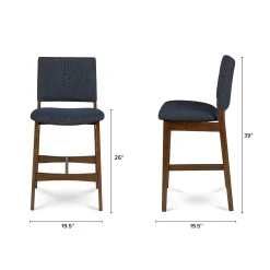 Nosh Counter Stool - Walnut and Denim Blue