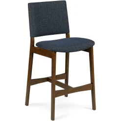 Nosh Counter Stool - Walnut and Denim Blue