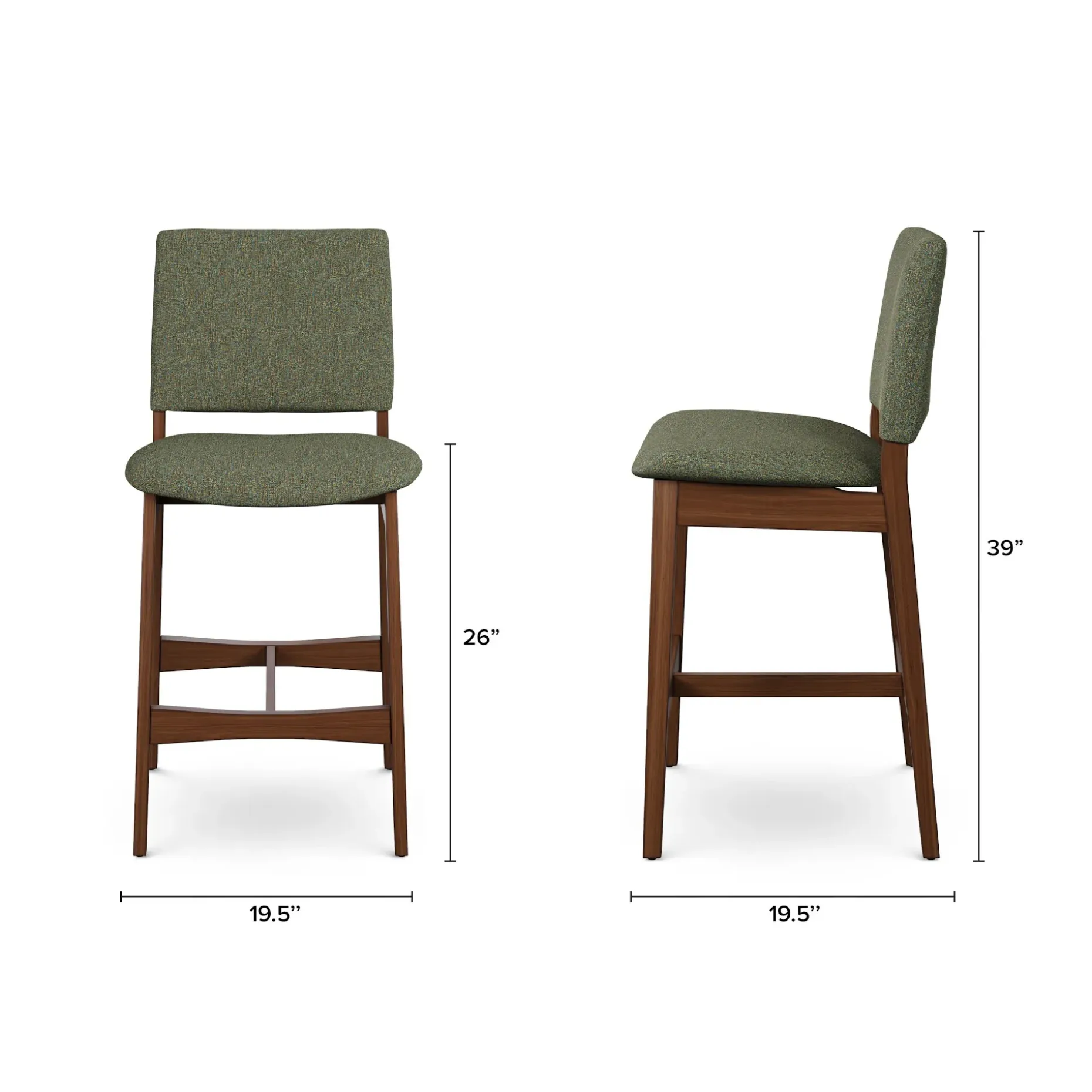 Nosh Counter Stool - Walnut and Hemlock Green