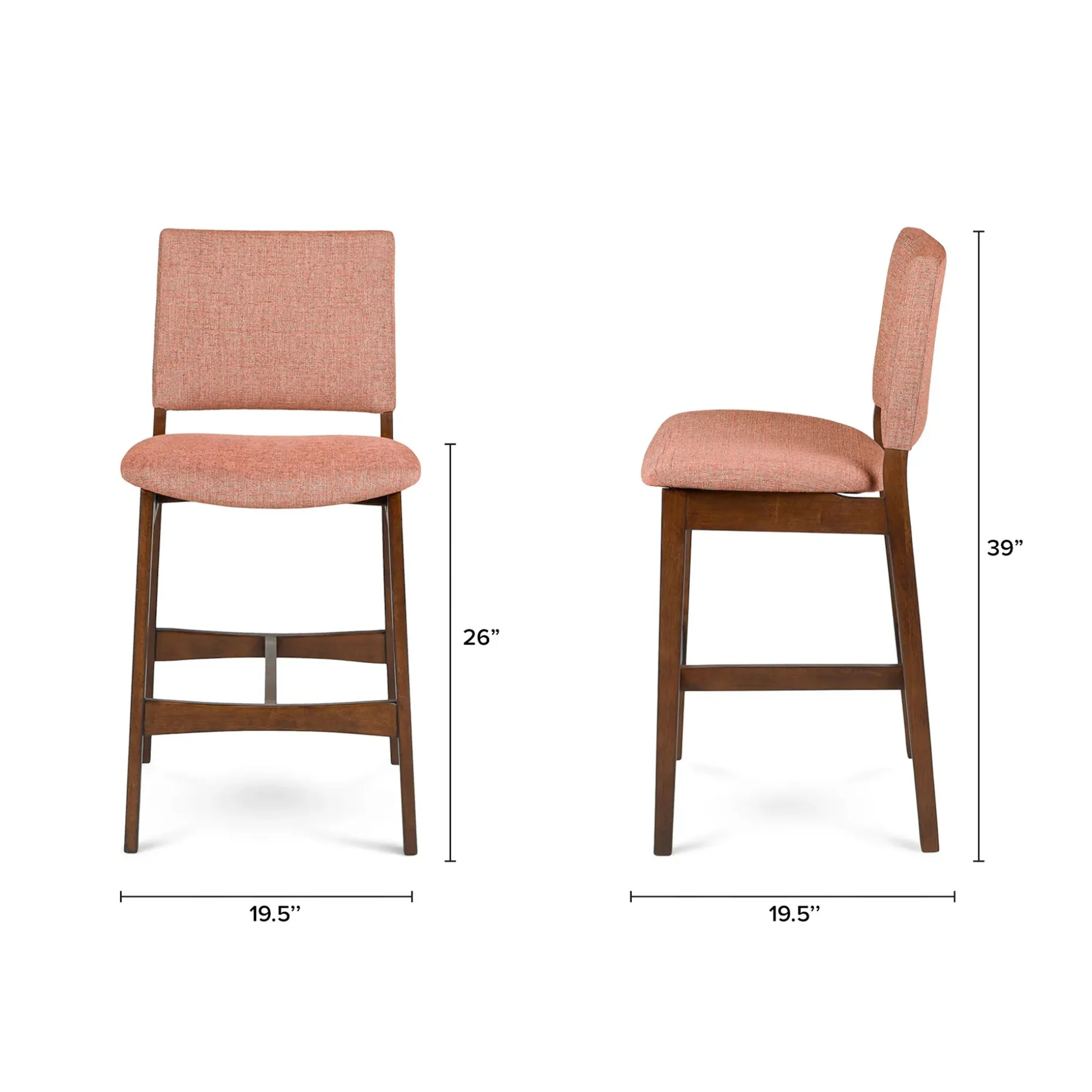 Nosh Counter Stool - Walnut and Rosehip Orange