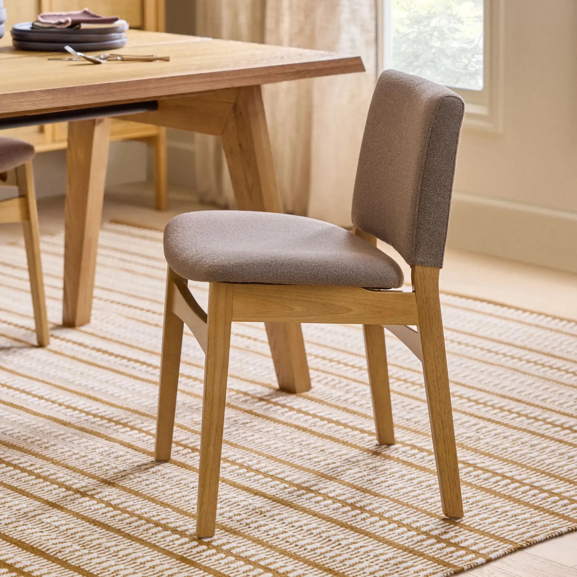 Nosh Dining Chair - Oak and Ratine Brown