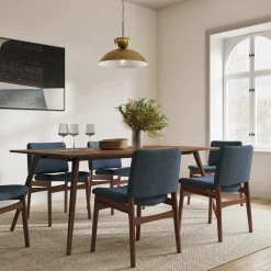 Nosh Dining Chair - Walnut and Denim Blue