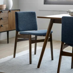 Nosh Dining Chair - Walnut and Denim Blue