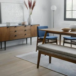 Nosh Dining Chair - Walnut and Denim Blue