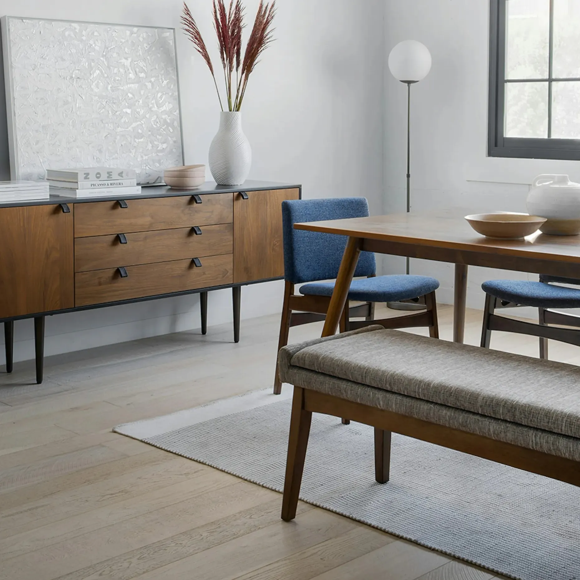 Nosh Dining Chair - Walnut and Denim Blue