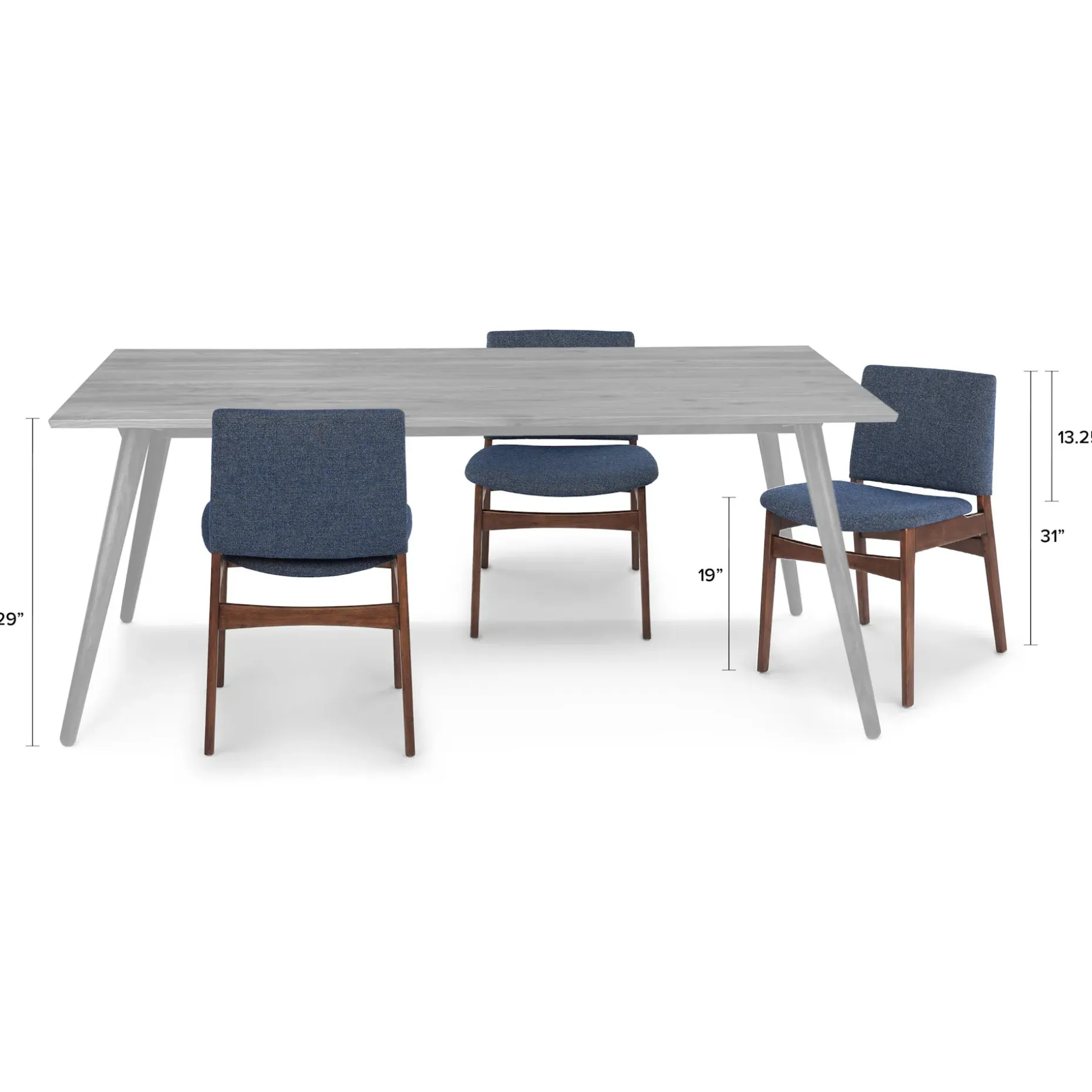 Nosh Dining Chair - Walnut and Denim Blue