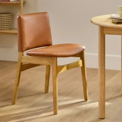 Nosh Leather Dining Chair - Natural Oak and Lucia Tan