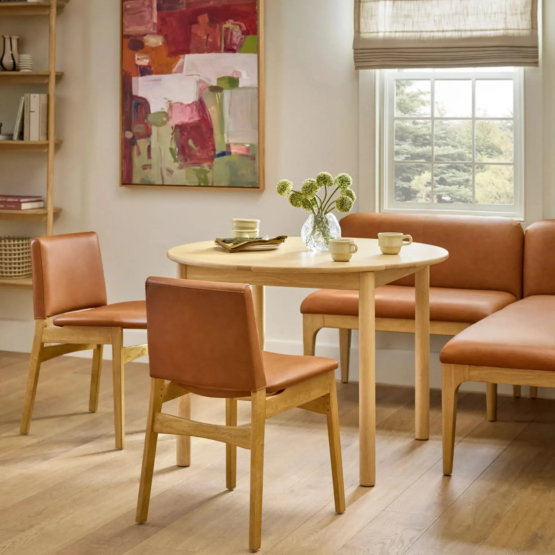 Nosh Leather Dining Chair - Natural Oak and Lucia Tan