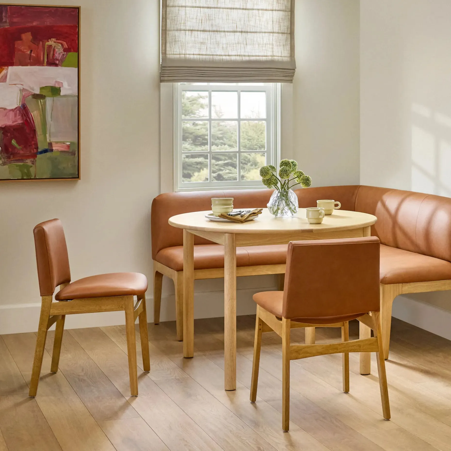Nosh Leather Dining Chair - Natural Oak and Lucia Tan
