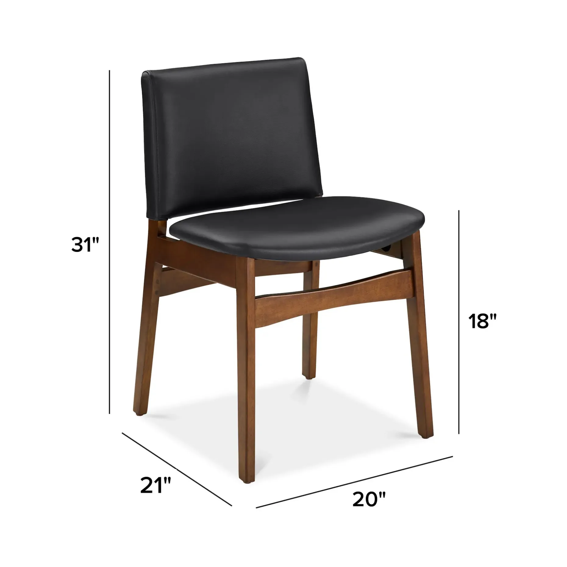 Nosh Leather Dining Chair - Walnut and Black