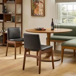 Nosh Leather Dining Chair - Walnut and Black