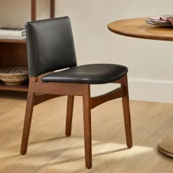 Nosh Leather Dining Chair - Walnut and Black