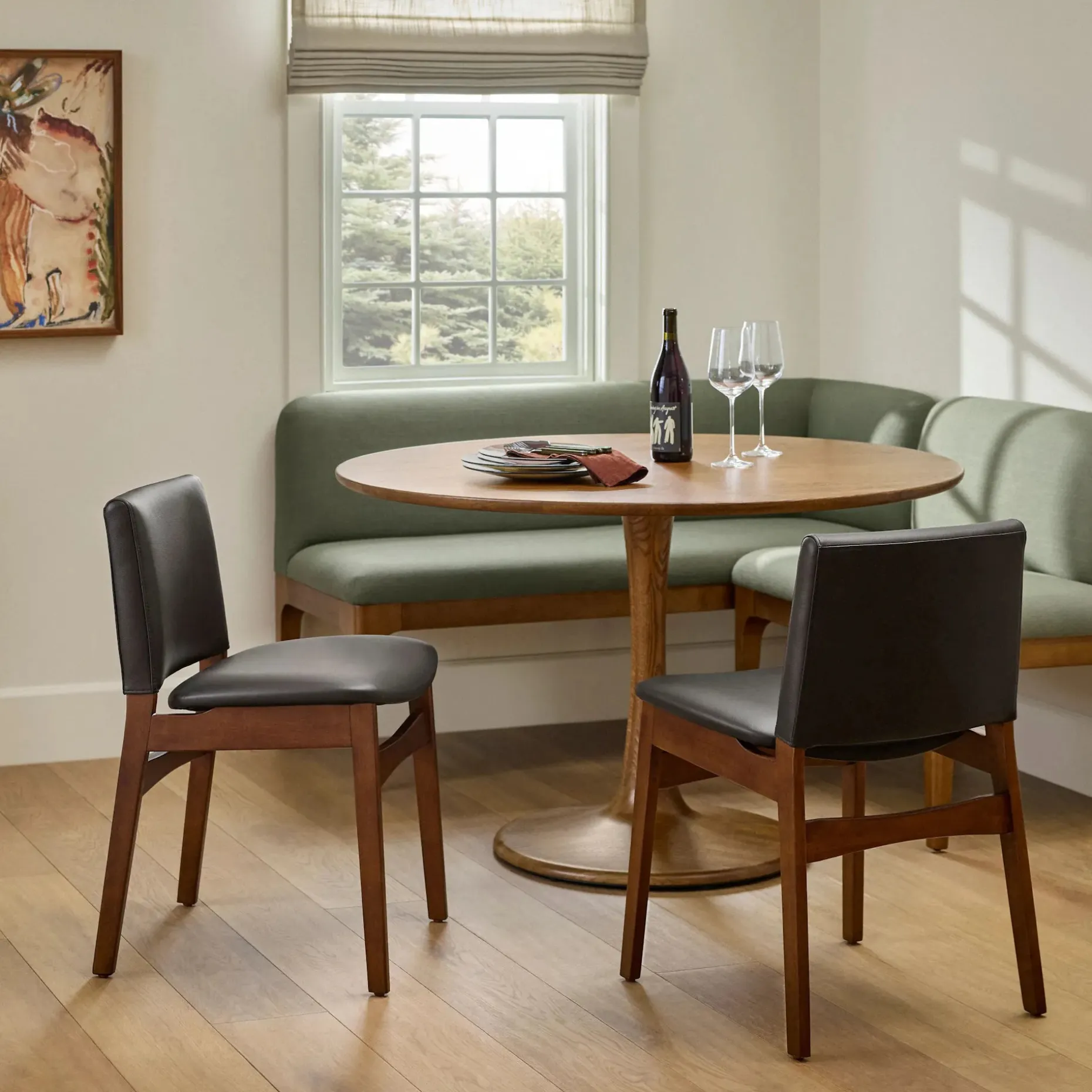 Nosh Leather Dining Chair - Walnut and Black