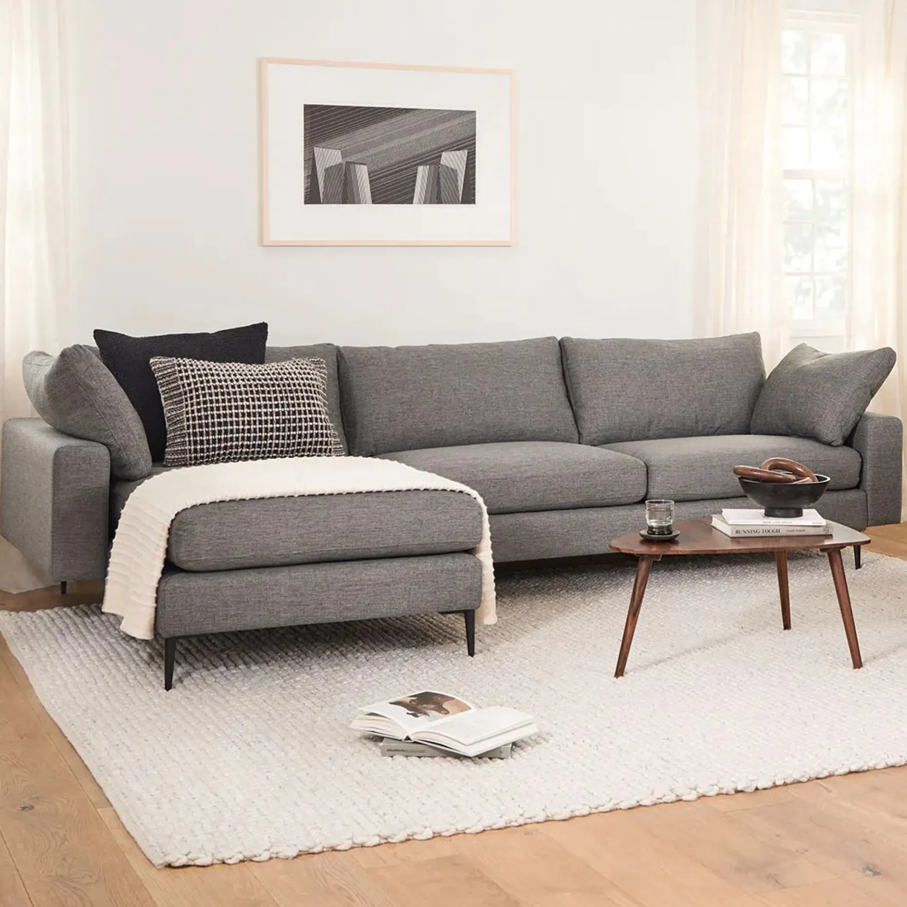 Nova 114" Reversible Sectional - Gravel Gray