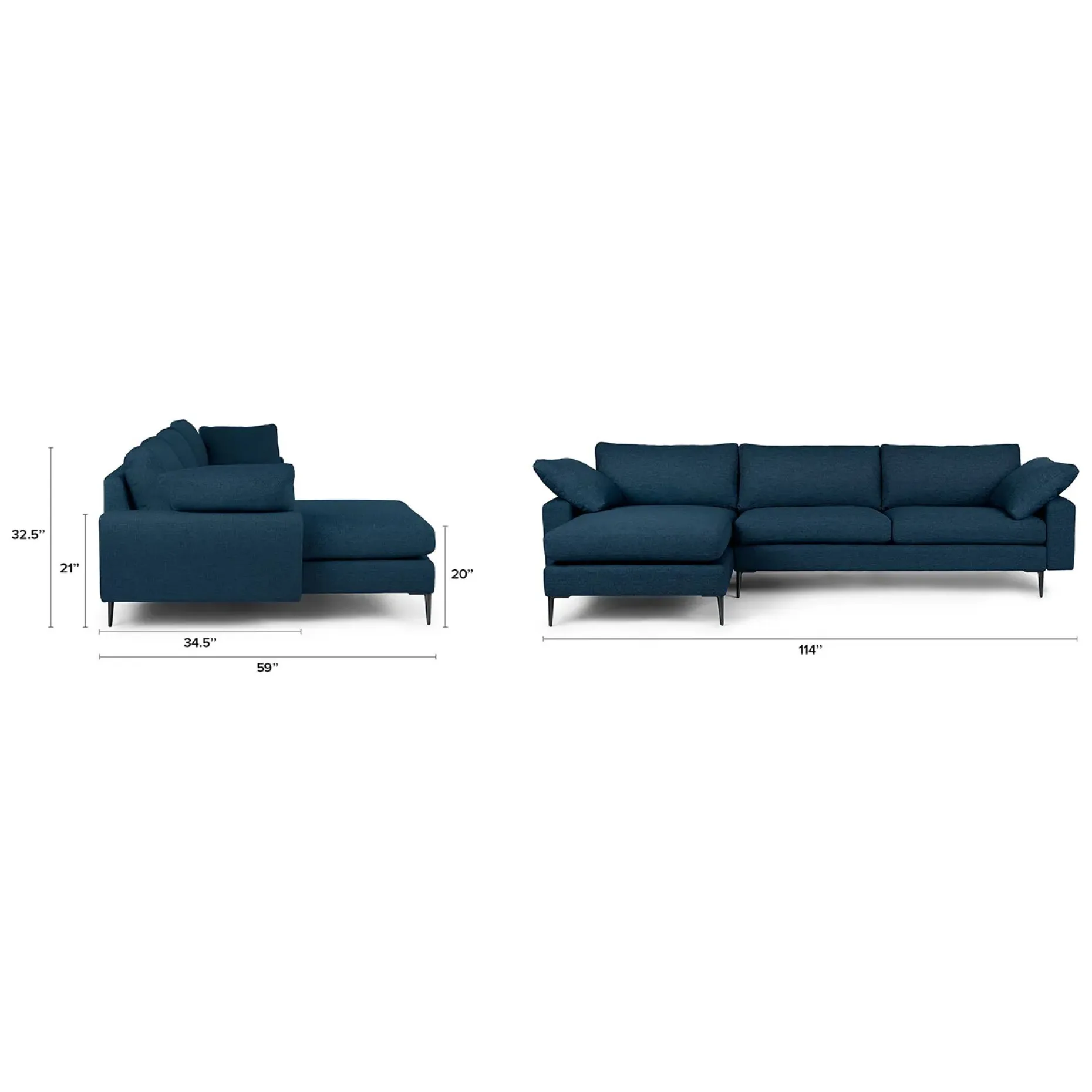 Nova 114" Reversible Sectional - Twilight Blue