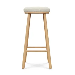 Nurmi Bar Stool - White Oak and Ivory Wool Bouclé