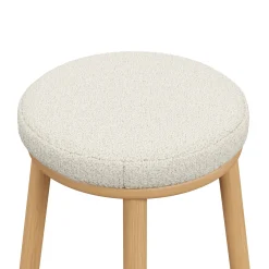 Nurmi Bar Stool - White Oak and Ivory Wool Bouclé