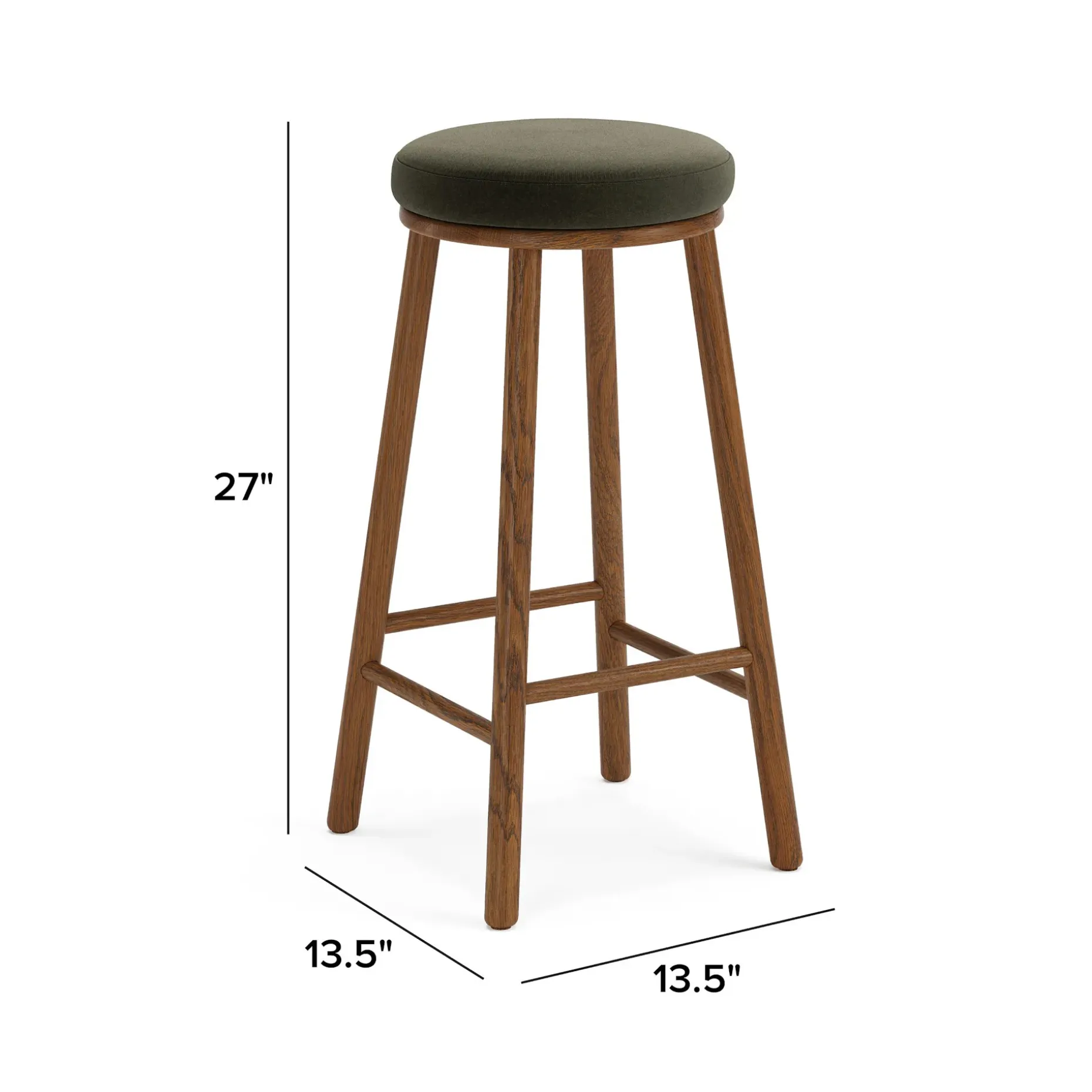 Nurmi Counter Stool - Smoked Oak and Felted Green