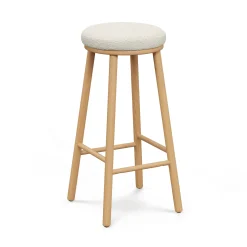 Nurmi Counter Stool - White Oak and Ivory Wool Bouclé