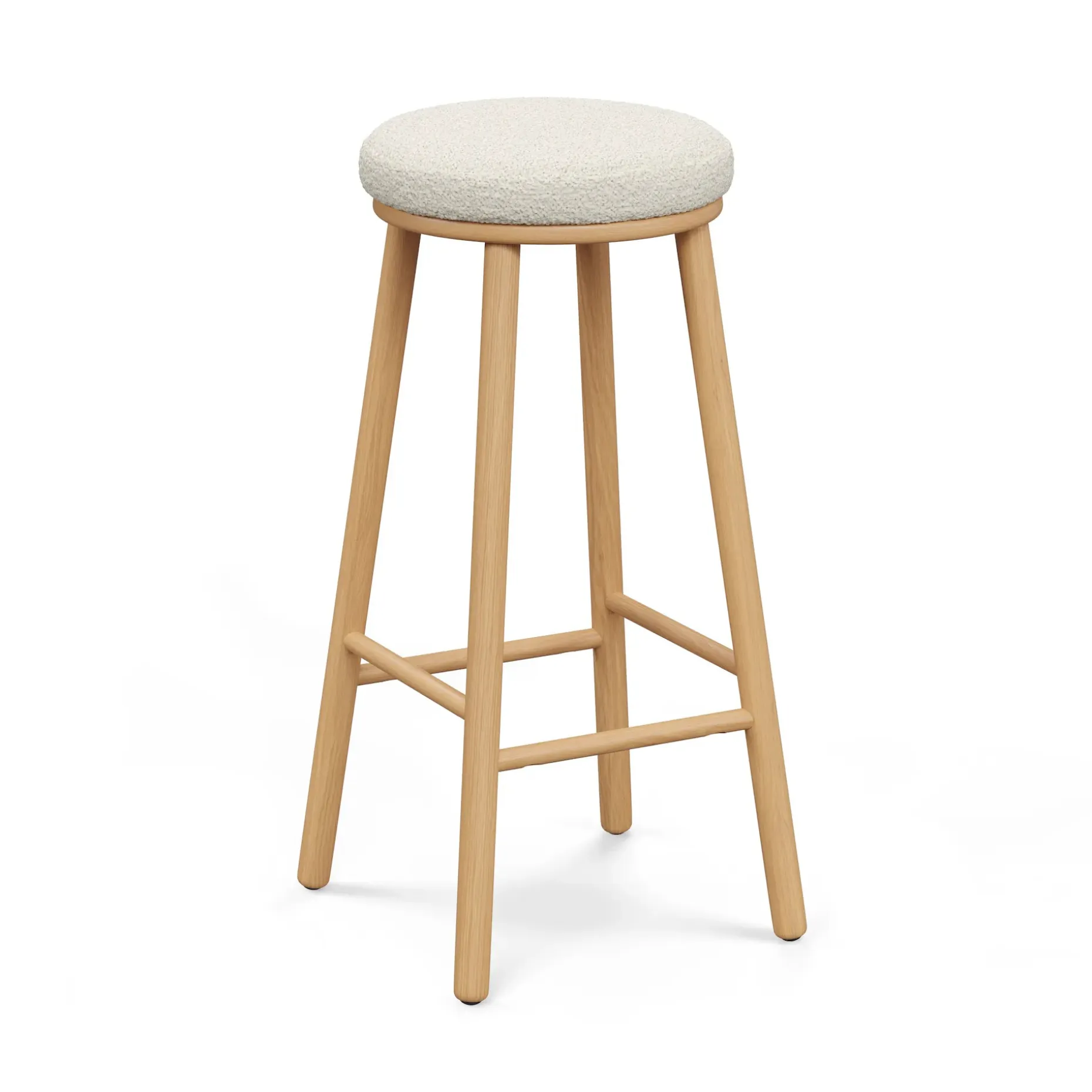 Nurmi Counter Stool - White Oak and Ivory Wool Bouclé