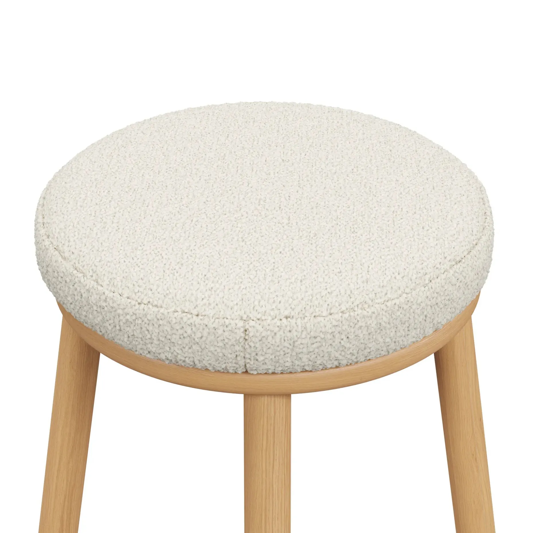 Nurmi Counter Stool - White Oak and Ivory Wool Bouclé